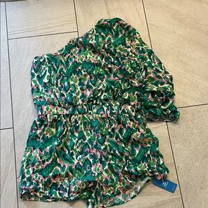 Cupshe nwt Green and Pink Patterned Romper